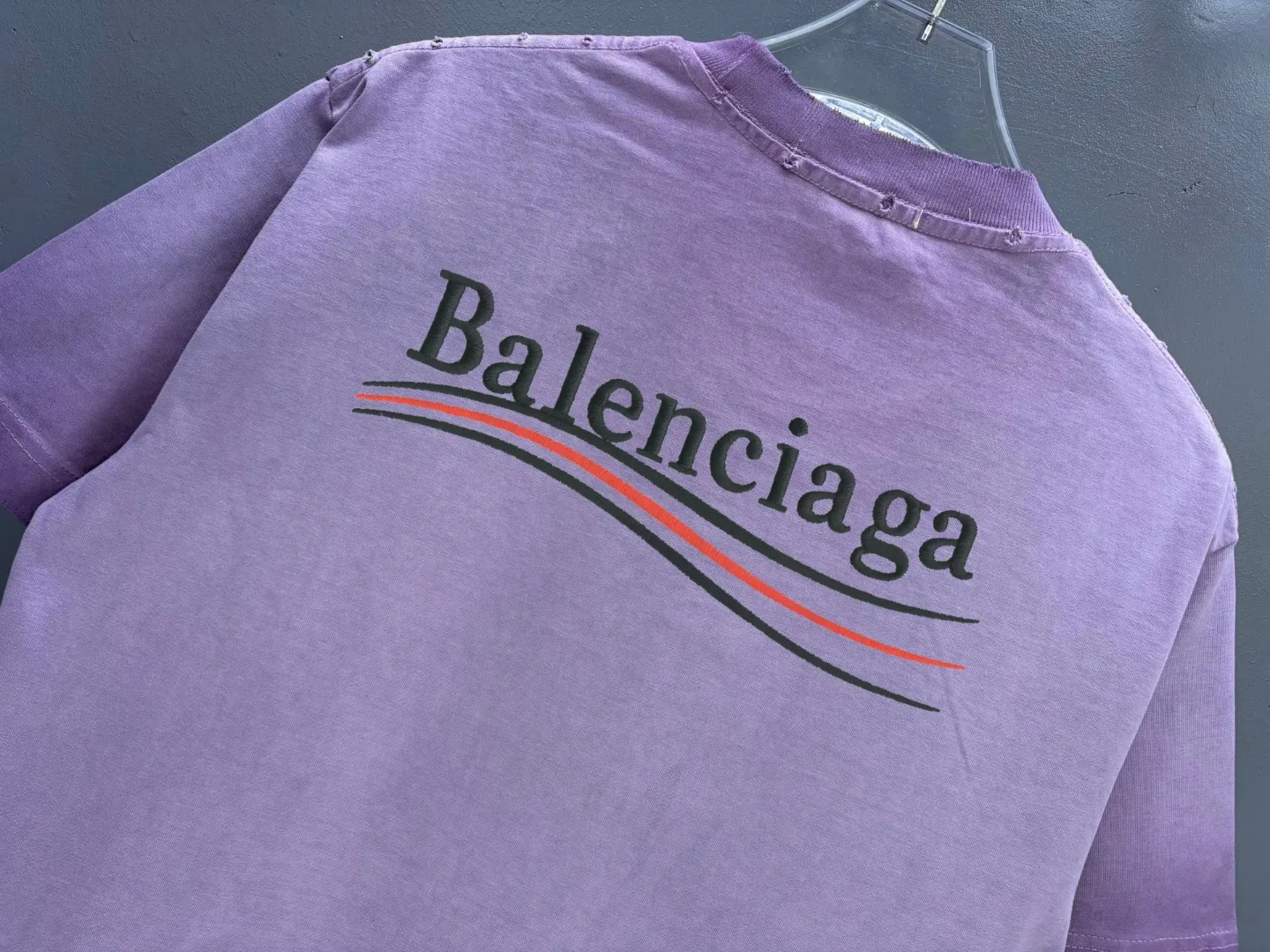 P100✨🔥 [balenciaga] 2026FW short-sleeved T-shirt Premium 26s double yarn 300g fabric, washed and sprayed with old and frayed craftsmanship Color: washed black White rose red gray washed brown washed purple washed gray Size: S M L XL 2XL